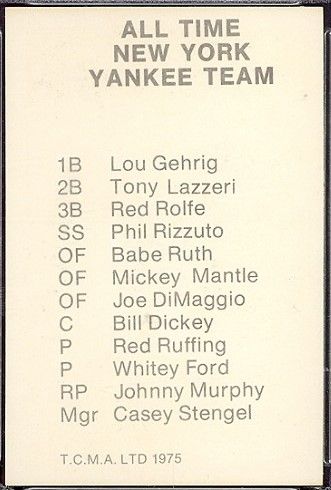 1975 TCMA All Time NY Yankees Team